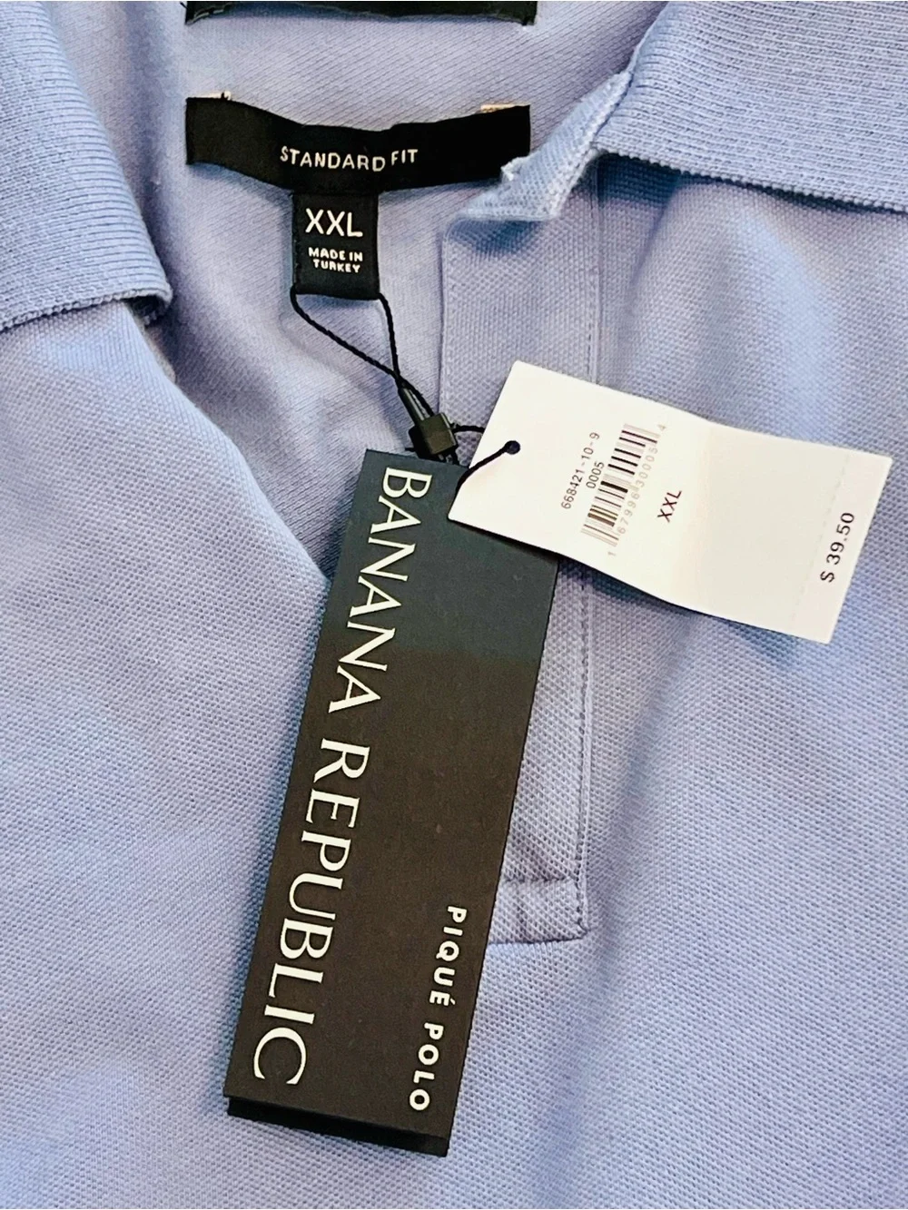 Banana Republic Men’s XXL Blue Piqué Polo Shirt NWT Standard Fit